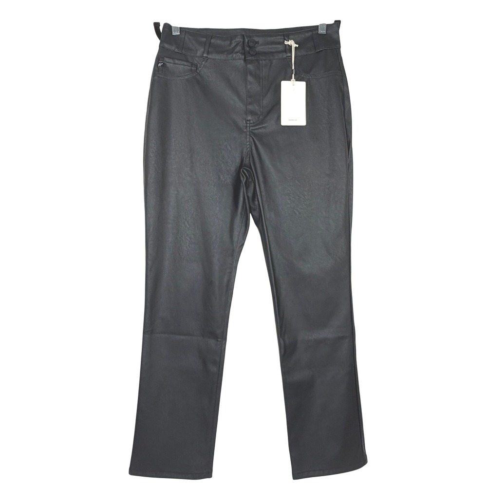 KanCan Faux Leather Pants Black 11/29 Skinny Straight High Rise Edgy Streetwear